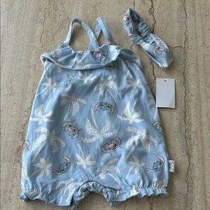 NEW 🆕 Disney Stitch Blue Baby Romper with Headband